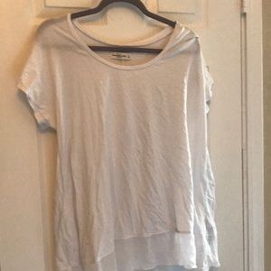 white tee, sheer at bottom